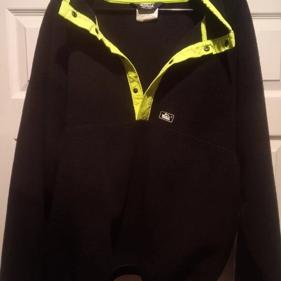 Vintage Woolrich Black 1/4 Button-Up Fleece Pullover XXL Sweatshirt -Made In USA - Picture 3 of 9